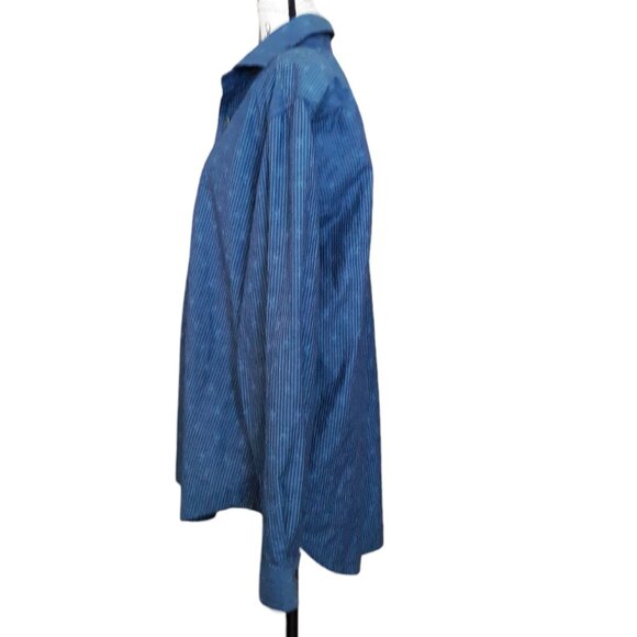 Robert Graham Blue Button Down Shirt Long Sleeve Striped Silk Print Size XL - Picture 4 of 9